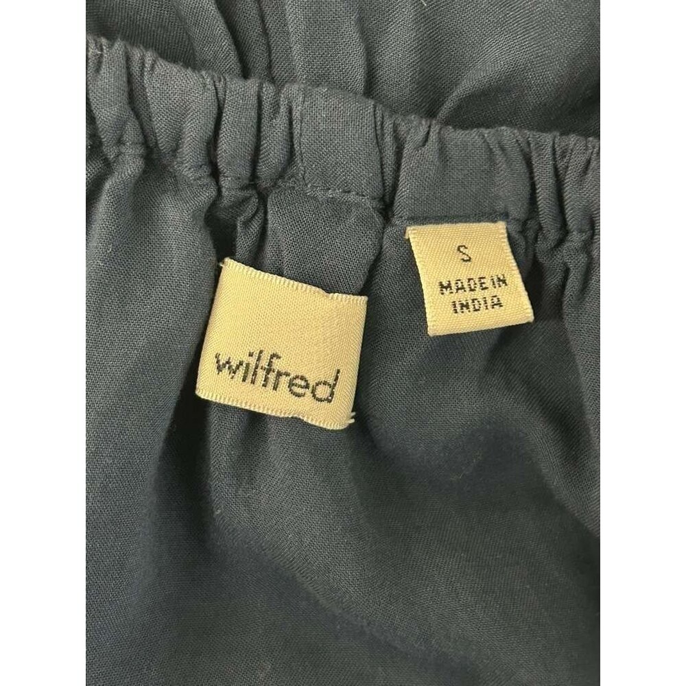 Aritzia Wilfred Women's Small Dress Navy Blue Off the Shoulder Ruffle Retail - Picture 3 of 10